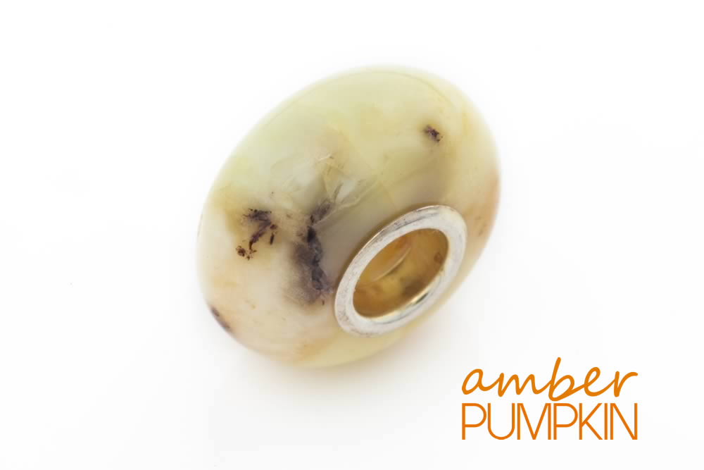 Greeny White Amber Charm Bead